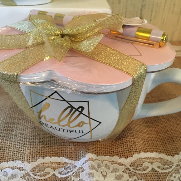BNWT Hello Beautiful Giant White Mug & Notepad Set - Picture 2 of 4